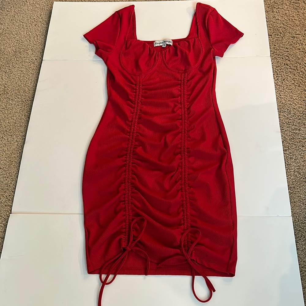 Almost Famous Red ribbed Midi dress